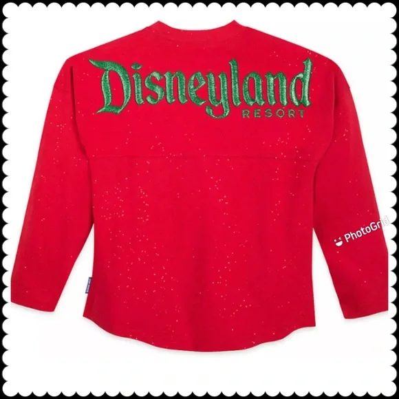 🎄Disneyland Spirit Jersey Red Sparkle Christmas Youth XL - Picture 3 of 8